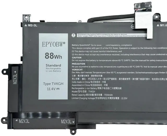 Alt view image 3 of 5 - EPYOBW TVKGH Laptop Battery 88Wh 7334mAh 6-Cell 11.4V Compatible with Dell Latitude 9510 9520 / Latitude 9520 2-in-1 Series N7HT0 V5K68 N2NLL HYMNG 08NFC7 N7HTO 0PKW00 089GNG 0HYMNG