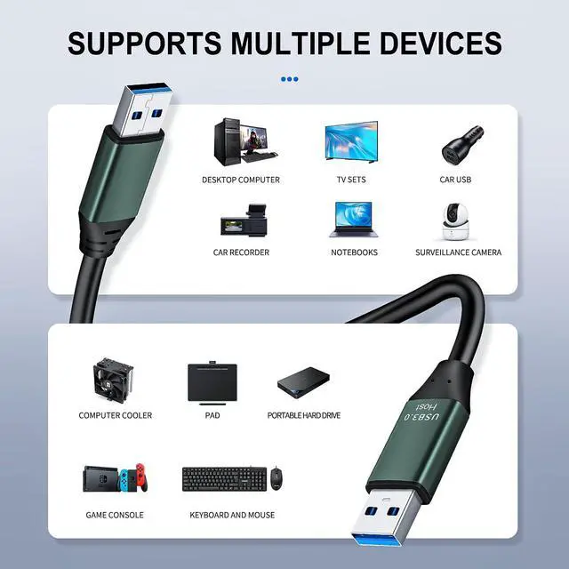 Alt view image 4 of 5 - Kumiho 65Ft USB 3.0 Cable Male to Male Type A to A Cable for Data Transfer,Hard Drive Enclosures,Laptop Cooler,DVD Player,USB Hub