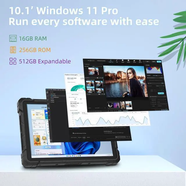 Alt view image 5 of 5 - HIGOLEPC Rugged Tablet,12th Gen N100 16GB RAM 256GB ROM 4G LTE GPS NFC 10.1" Tablet PC with 8000mAh Battery Rugged Windows TabletIP67/ USB C/WiFi 5 / BT5.0 / FHD for Field Service