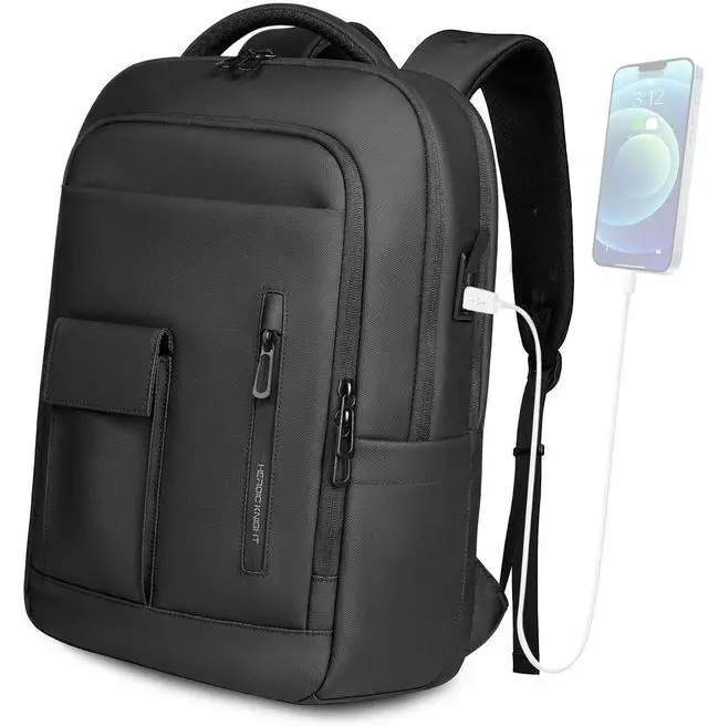 Main image of Laptop Backpack for Men Business Backpack 16 inch Computer Bag with USB Charging Port Water Resistant Travel backpack Daypack Casual Laptop Bag for Men Women Work College Weekender, Black