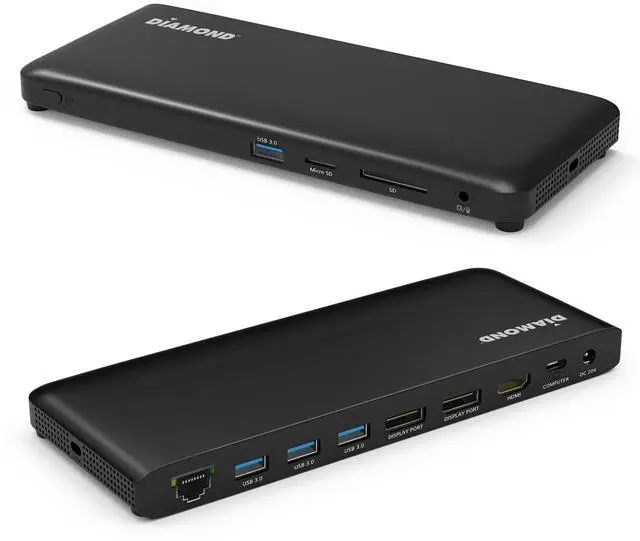 Main image of Diamond Multimedia USB-C Triple Display Docking Station with Charging Supports Windows, Mac USB Type-C and Thunderbolt 3 Type-C, 4K Monitors. x2 DisplayPort, x4 USB 3.0, HDMI, 65W PD (UDC1000)