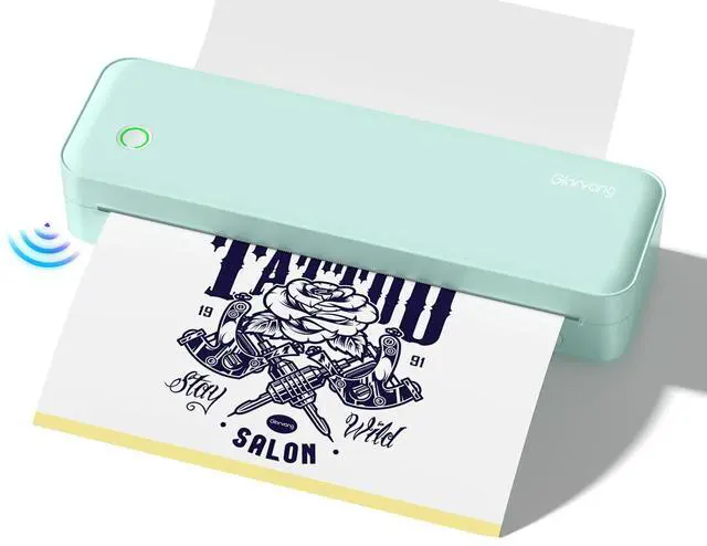 Main image of Gloryang Wireless Tattoo Transfer Stencil Printer, Portable Thermal Tattoo Machine for Tattoo Beginners with 40pcs Stencil Paper, Compatible with Smartphone & PC, Rechargeable & Inkless, Light Green