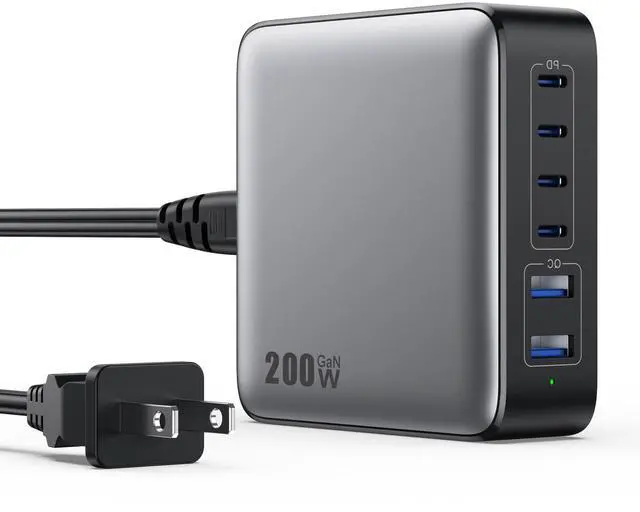 Main image of USB C Charger Block 200W[2025 Upgraded] GaN III 6 Port Fast Charging Station Hub,PD 65W USB C Laptop Charger Compatible with MacBook Pro/Air,iPad,iPhone 16/15,Galaxy S23/S24 Steam Deck Dell XPS etc
