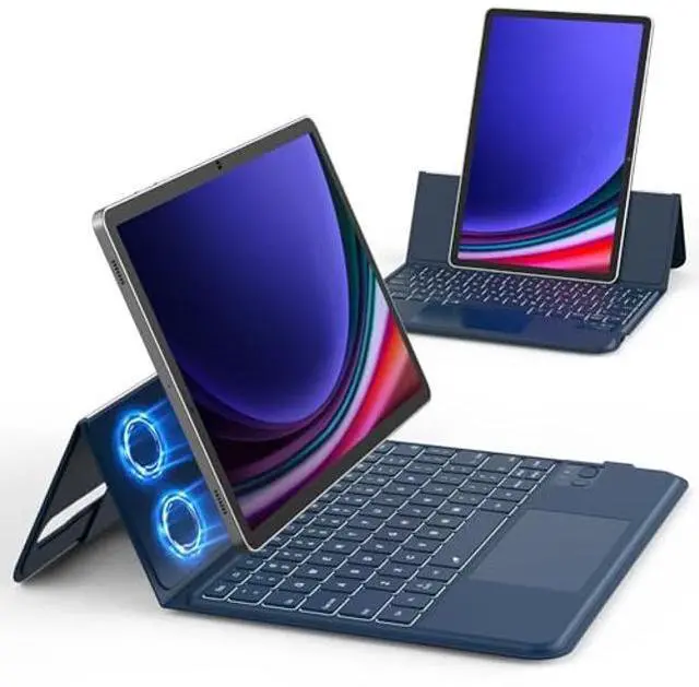 Main image of GOKOCO for Samsung Galaxy Tab S 10 FE/S9 FE10.9'', S9/S8/S7 11'' Keyboard Case, Adjustable Portrait/Land Mode Case,Multi-Touch Trackpad Backlit Keyboard with S Pen Holder-Navy Blue
