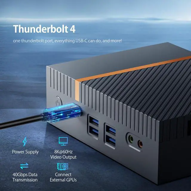 Alt view image 5 of 5 - goodtico Mini PC i9 13900H 32GB DDR5 RAM 1TB PCIE 4.0 SSD 14Cores 20Threads 5.4GHz Max, Win 11 Pro Desktop Gaming Computer with Thunderbolt 4/Quad Display/2x 2.5G LAN/WiFi 6/BT 5.0/Auto Power On