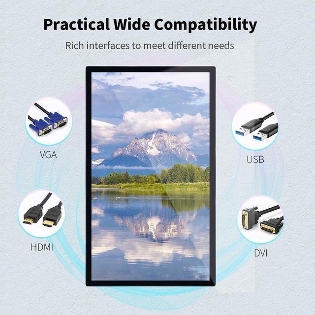 Alt view image 3 of 5 - TouchWo 43 inch Capacitive Multi-Touch Screen Industrial Monitor, 16:9 Display 1920 x 1080P, Built-in Speakers, USB, VGA, DVI & HD-MI Ports, Digital Signage Displays and Player for Advertising