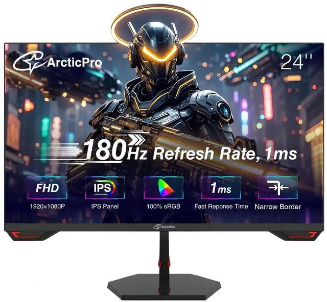Main image of ArcticPro 24inch Gaming Monitor 180Hz, FHD 1080p, IPS Panel, 1ms Response Time, Adaptive sync, PC Computer Monitor, 3-Sided Frameless, Ultra Slim, 100% sRGB, Bluelight Filter, DP*1, HDMI*1