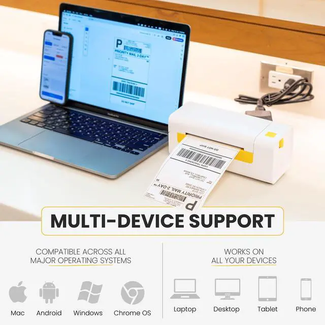 Alt view image 3 of 4 - ElectriQ Spirit Bluetooth Thermal Shipping Label Printer for Small Business. Includes Paper Holder, 4x6 Labels, 2" Round Stickers, USB C, and E-Book.Compatible with Android, iOS, Windows, Mac.