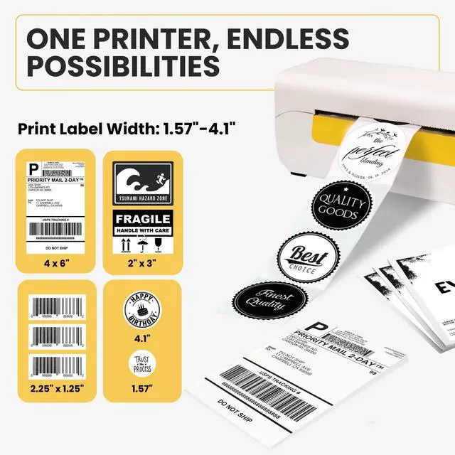 Alt view image 4 of 4 - ElectriQ Spirit Bluetooth Thermal Shipping Label Printer for Small Business. Includes Paper Holder, 4x6 Labels, 2" Round Stickers, USB C, and E-Book.Compatible with Android, iOS, Windows, Mac.