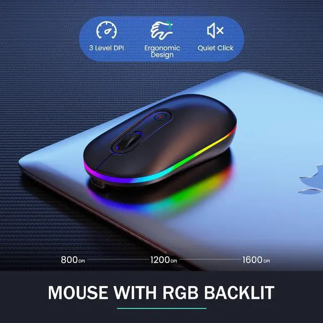 Alt view image 5 of 5 - Wireless Keyboard and Mouse Combo - Dual System RGB Backlit Mouse and Keyboard,2.4G Rechargeable,Full-Sized Ergonomic Silent Design with Phone Holder for Windows Mac PC Laptop (Black-V2)
