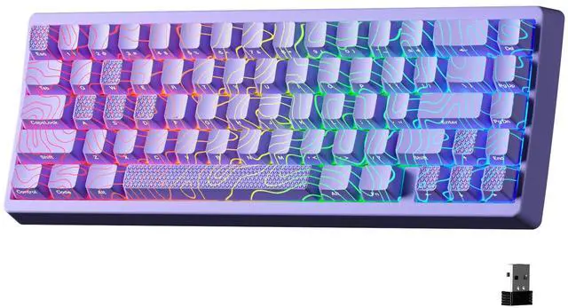 Alt view image 2 of 5 - HITIME x XVX M67 Wireless 60% Percent Keyboard and Black and White Topographic Map Mouse Pad