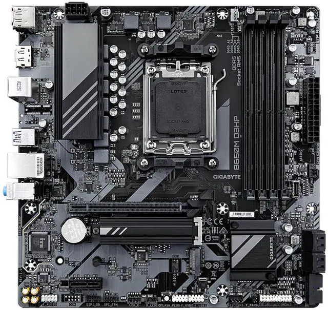 Alt view image 2 of 5 - GIGABYTE B650M D3HP (AM5/ LGA 1718/ AMD/ B650/ Micro ATX/ 5-Year Warranty/ DDR5/ 2X PCIe 4.0 M.2/ PCIe 4.0/ USB 3.2 Gen2 Type-C/ 2.5GbE LAN/Motherboard)
