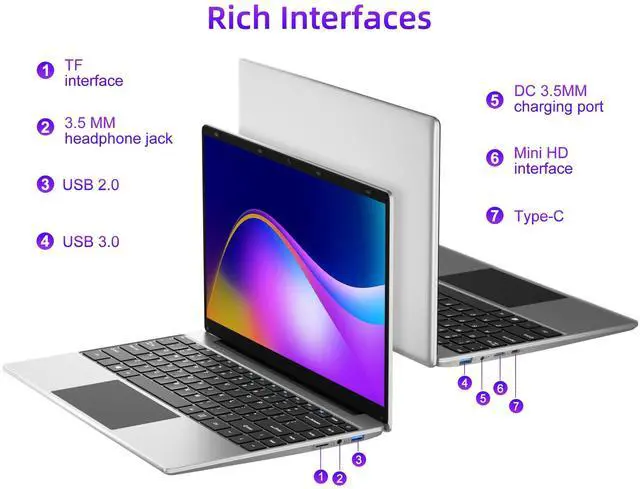 Alt view image 5 of 5 - jumper Laptop, 14 Inch FHD Display, 12GB RAM 256GB SSD, Laptop Computer with J4105 CPU, Thin & Portable, 2.4/5G WiFi, BT4.0