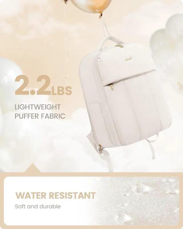 Alt view image 3 of 5 - LOVEVOOK Travel Backpack for Women with Shoe Compartment, Puffer Carry on Backpack Flight Approved 50L Personal Item Travel Bag Fits 18inch Laptop, Waterproof Lightweight Bags with 3 Packing Cubes