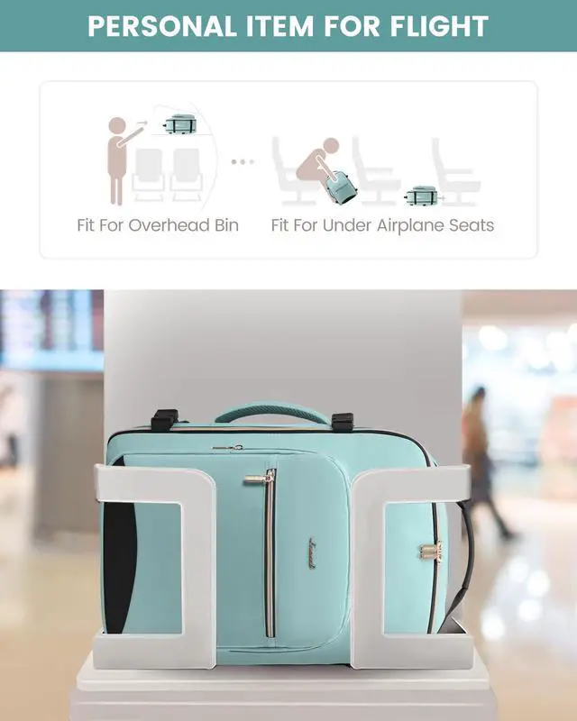 Alt view image 4 of 5 - LOVEVOOK Carry on Backpack, 50L Travel Backpack as Personal Item Flight Approved, Waterproof Large 18inch Laptop Luggage Daypack Business Weekender Overnight with 3 Packing Cubes, Mint green
