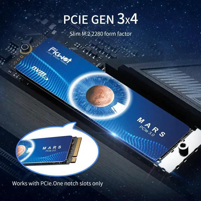 Alt view image 3 of 5 - Fikwot FX550 NVMe SSD 4TB M.2 SSD PCIe 3.0x4, Read Up to 3,600 MB/s, M2 2280 Internal Soild State Drive, Compatible with Desktop, Laptop and Mini PC, QLC NAND Flash