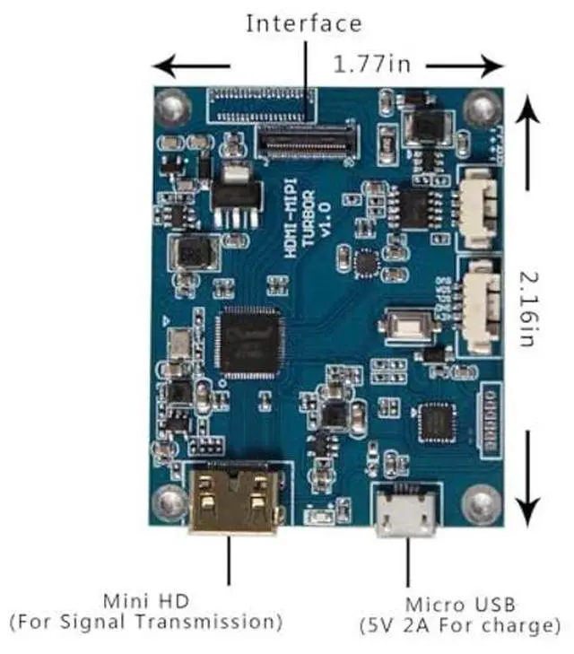Alt view image 4 of 5 - FanyiTek 5 inch 1080x1080 350nit IPS MIPI Round LCD Screen and 50 pins Controller Board,Micro USB Power Port