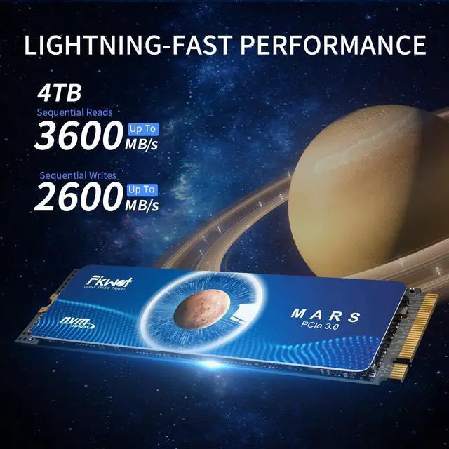 Alt view image 2 of 5 - Fikwot FX550 NVMe SSD 4TB M.2 SSD PCIe 3.0x4, Read Up to 3,600 MB/s, M2 2280 Internal Soild State Drive, Compatible with Desktop, Laptop and Mini PC, QLC NAND Flash
