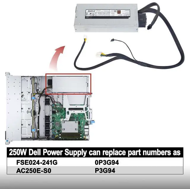 Alt view image 3 of 5 - LXun Upgraded AC250E-S0 P3G94 250W Power Supply FSE024-241G Compatible with Dell PowerEdge R240 Power Supply Connector:8pin X2 + 4 pin + 2 pin