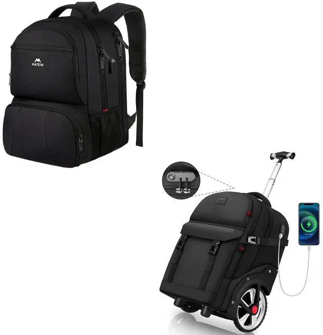 Main image of MATEIN Lunch Backpack, 17 Inch Insulated Cooler Backpack Lunch Box Laptop Backpack Rolling Backpack for Adults with Wheels, 17 Inch Large Wheeled Backpack