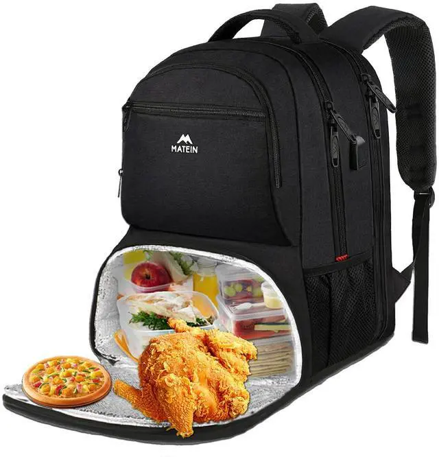 Alt view image 2 of 5 - MATEIN Lunch Backpack, 17 Inch Insulated Cooler Backpack Lunch Box Laptop Backpack Rolling Backpack for Adults with Wheels, 17 Inch Large Wheeled Backpack