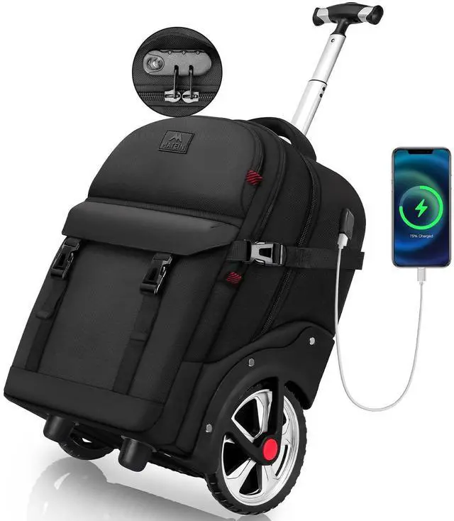 Alt view image 5 of 5 - MATEIN Lunch Backpack, 17 Inch Insulated Cooler Backpack Lunch Box Laptop Backpack Rolling Backpack for Adults with Wheels, 17 Inch Large Wheeled Backpack