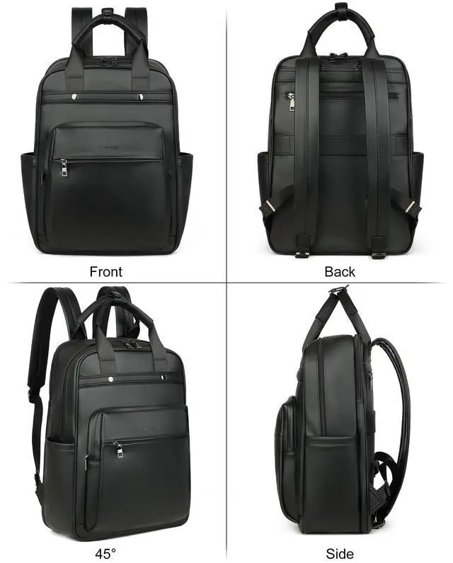 Alt view image 5 of 5 - MASINTOR Leather Laptop Backpack for Women, Stylish Computer Backpack College Business Work Shoulder Bags Work and Travel Black