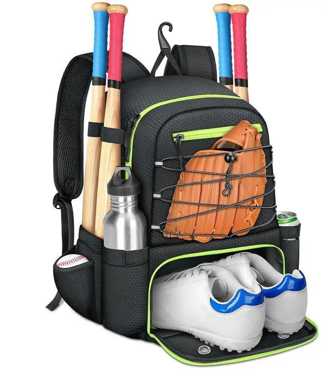 Alt view image 2 of 5 - MATEIN Baseball Bat Bag for 4 Bats with Ball Pocket, 15.6 Inch Travel Laptop Bag Rucksack with USB Charging Port, Large Capacity Softball Bag