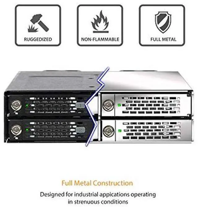 Alt view image 4 of 5 - ICY DOCK 4 Bay M.2 NVMe SSD PCIe 4.0 Mobile Rack Enclosure for External 5.25" Drive Bay (4 x OCuLink SFF-8612 4i) | ToughArmor MB720MK-B V3