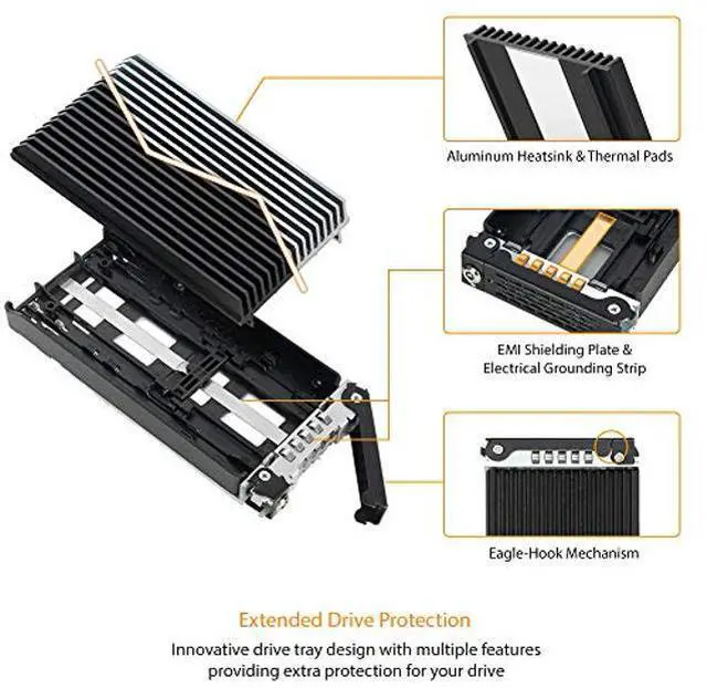 Alt view image 5 of 5 - ICY DOCK 4 Bay M.2 NVMe SSD PCIe 4.0 Mobile Rack Enclosure for External 5.25" Drive Bay (4 x OCuLink SFF-8612 4i) | ToughArmor MB720MK-B V3