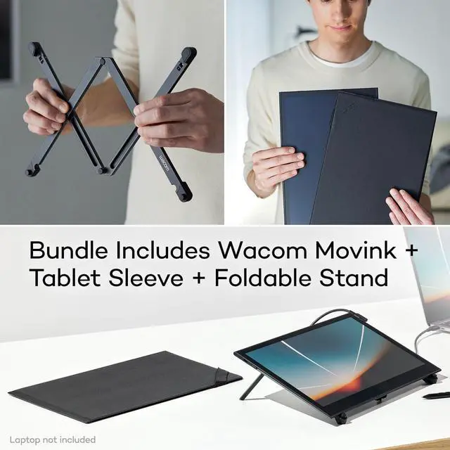 Alt view image 2 of 5 - Wacom Movink Drawing Tablet with Screen - 13.3" OLED Touchscreen Display Graphic Art Tablet w/Pro Pen 3 - Professional Graphic Design & Student Animation Bundled with Sleeve & Stand