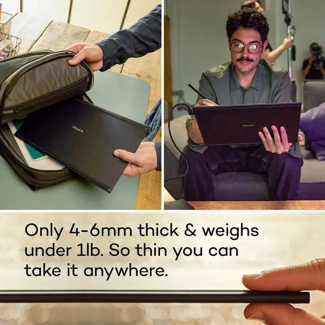 Alt view image 3 of 5 - Wacom Movink Drawing Tablet with Screen - 13.3" OLED Touchscreen Display Graphic Art Tablet w/Pro Pen 3 - Professional Graphic Design & Student Animation Bundled with Sleeve & Stand