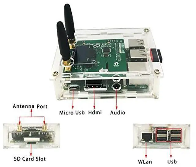 Alt view image 2 of 5 - Upgraded Duplex DMR Hotspot WLAN Ethernet Port Assembled Radio Station WiFi Digital Voice Modem Support DMR Dstar YSF P25 Fusion Antenna Raspbery P Model 2B Two Colors OLED 2 TimeSlots