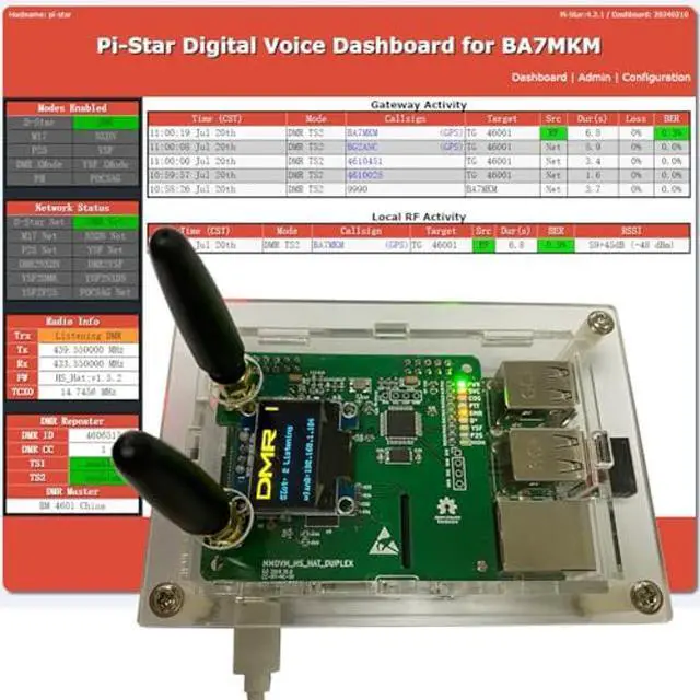 Alt view image 4 of 5 - Upgraded Duplex DMR Hotspot WLAN Ethernet Port Assembled Radio Station WiFi Digital Voice Modem Support DMR Dstar YSF P25 Fusion Antenna Raspbery P Model 2B Two Colors OLED 2 TimeSlots
