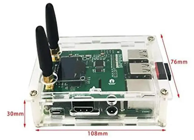 Alt view image 5 of 5 - Upgraded Duplex DMR Hotspot WLAN Ethernet Port Assembled Radio Station WiFi Digital Voice Modem Support DMR Dstar YSF P25 Fusion Antenna Raspbery P Model 2B Two Colors OLED 2 TimeSlots