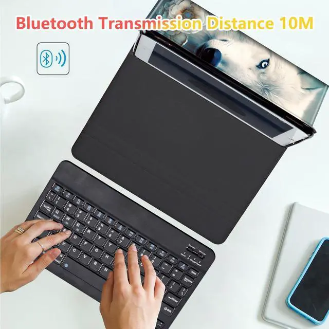 Alt view image 2 of 5 - JANENFNA Fire HD 10 2023 Tablet Case with Keyboard, Detachable Wireless Bluetooth Keyboard Case for Kindle Fire HD 10 & 10 Plus Tablet (13/11th Gen, 2023/2021 Release), White Wolf