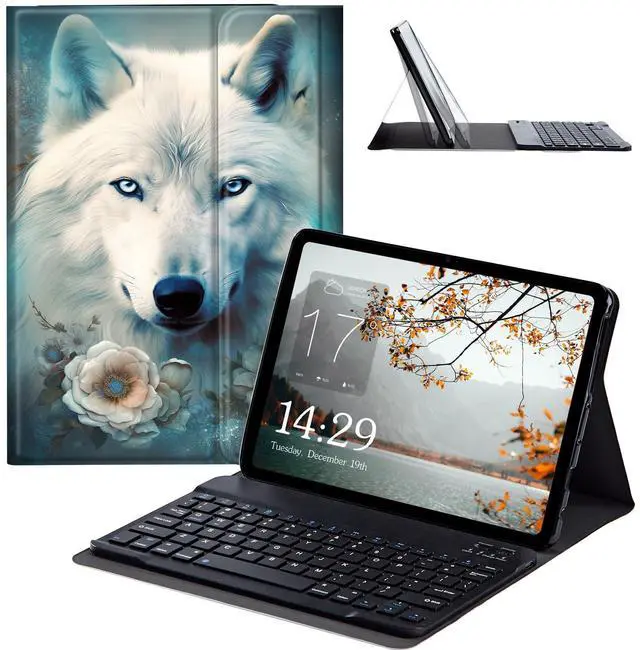 Main image of JANENFNA Fire HD 10 2023 Tablet Case with Keyboard, Detachable Wireless Bluetooth Keyboard Case for Kindle Fire HD 10 & 10 Plus Tablet (13/11th Gen, 2023/2021 Release), White Wolf