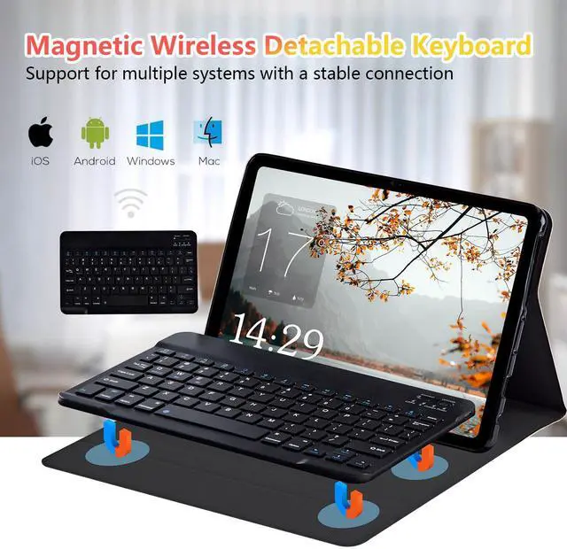 Alt view image 4 of 5 - JANENFNA Fire HD 10 2023 Tablet Case with Keyboard, Detachable Wireless Bluetooth Keyboard Case for Kindle Fire HD 10 & 10 Plus Tablet (13/11th Gen, 2023/2021 Release), White Wolf