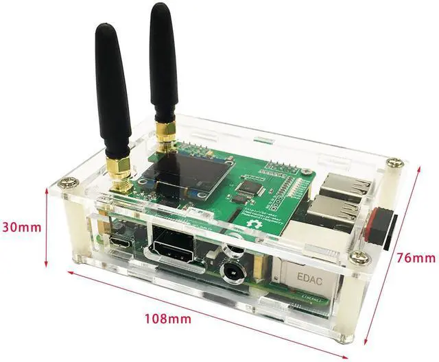 Alt view image 3 of 4 - Yyiikee Duplex DMR D-Star YSF Hotspot Ethernet WiFi Voice Modem Support UHF VHF Fusion Antenna Raspbery P Model 2B Two Colors OLED 2 TimeSlots