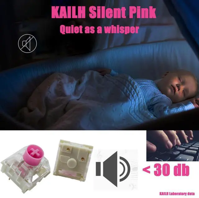 Alt view image 3 of 5 - Zjmehty Silent Keyboard Switches,Kailh Box Silent Pink Switches for Mechanical Keyboard,3-pin 35gf Linear/Typing&Gaming/Waterproof Switches(Mute Pink,90Pcs)