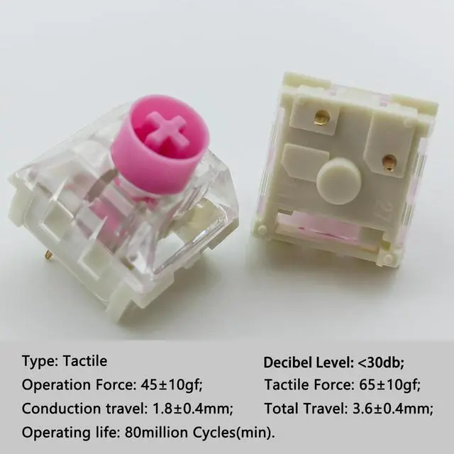 Alt view image 2 of 5 - Zjmehty Silent Keyboard Switches,Kailh Box Silent Pink Switches for Mechanical Keyboard,3-pin 35gf Linear/Typing&Gaming/Waterproof Switches(Mute Pink,90Pcs)