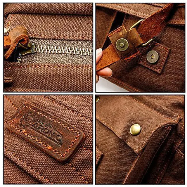 Alt view image 5 of 5 - Gearonic TM Vintage Canvas Leather Messenger Bag for 17 Inch Laptop, Coffee