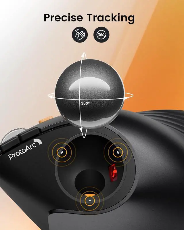 Alt view image 5 of 5 - ProtoArc EM05 NL Wireless Trackball Mouse with XK01 TP Folding Keyboard