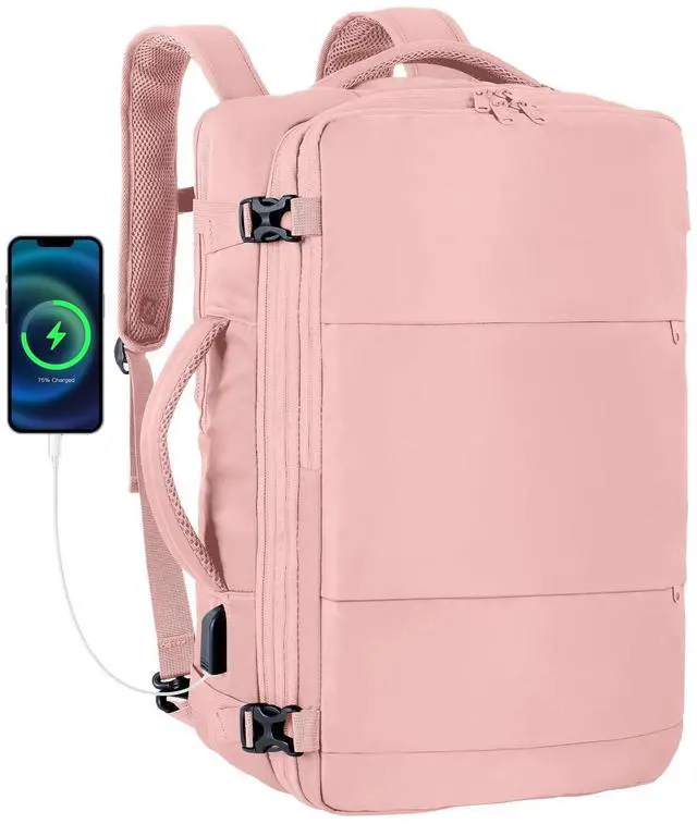 Main image of Mountain Land Carry On Travel Backpack Expandable 40L Personal Item Bag for Airplanes Women Weekender Laptop Bag Luggage Backpack with USB Charging Port (Pink)