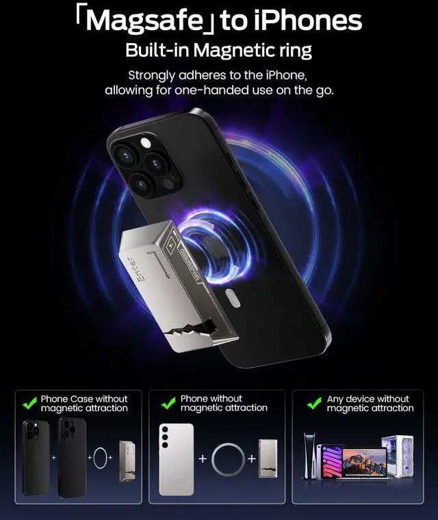 Alt view image 3 of 5 - MOVE SPEED 512GB Portable SSD with Apple Find My Tracking & Magnetic Suction -- 2060MB/s Read, iPhone 15/16/PC Compatible, Zinc Alloy Ultra-Light Design