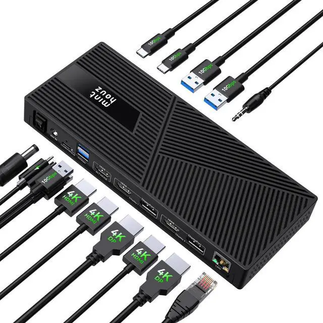 Main image of Docking Station 4K@60Hz DisplayLink Triple Monitor 160W Charging, 3 HDMI 2 DP 6 USB, Gigabit LAN & Audio Thunderbolt 4/3, USB-C Mac M1/M2/M3/M4, Windows/Chrome/Dell/HP