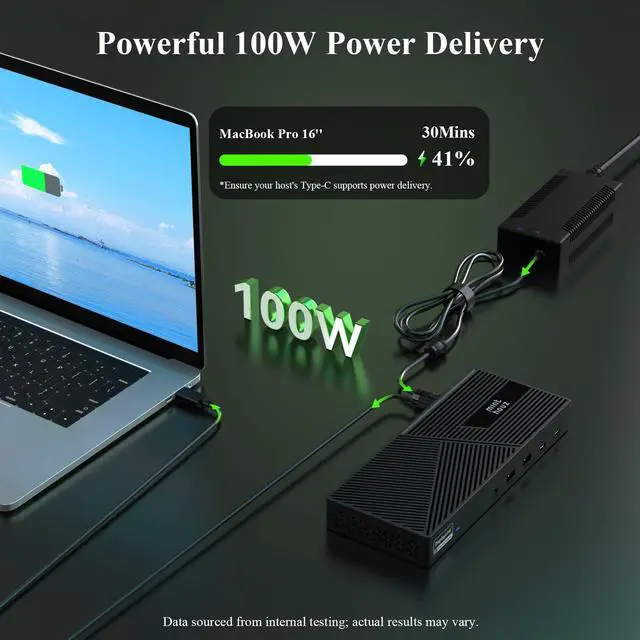 Alt view image 5 of 5 - Docking Station 4K@60Hz DisplayLink Triple Monitor 160W Charging, 3 HDMI 2 DP 6 USB, Gigabit LAN & Audio Thunderbolt 4/3, USB-C Mac M1/M2/M3/M4, Windows/Chrome/Dell/HP