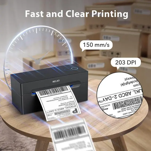 Alt view image 2 of 5 - Nelko Thermal Label Printer 4X6 (Black), with 2.25" x 1.25" Direct Thermal Labels (Pink/1000 Labels), Shipping Label Printer for Small Business & Packages, Commercial Grade