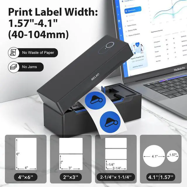 Alt view image 4 of 5 - Nelko Thermal Label Printer 4X6 (Black), with 2.25" x 1.25" Direct Thermal Labels (Pink/1000 Labels), Shipping Label Printer for Small Business & Packages, Commercial Grade