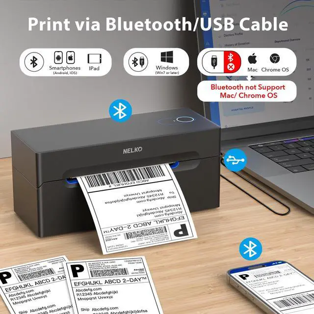 Alt view image 3 of 5 - Nelko Thermal Label Printer 4X6 (Black), with 2.25" x 1.25" Direct Thermal Labels (Pink/1000 Labels), Shipping Label Printer for Small Business & Packages, Commercial Grade